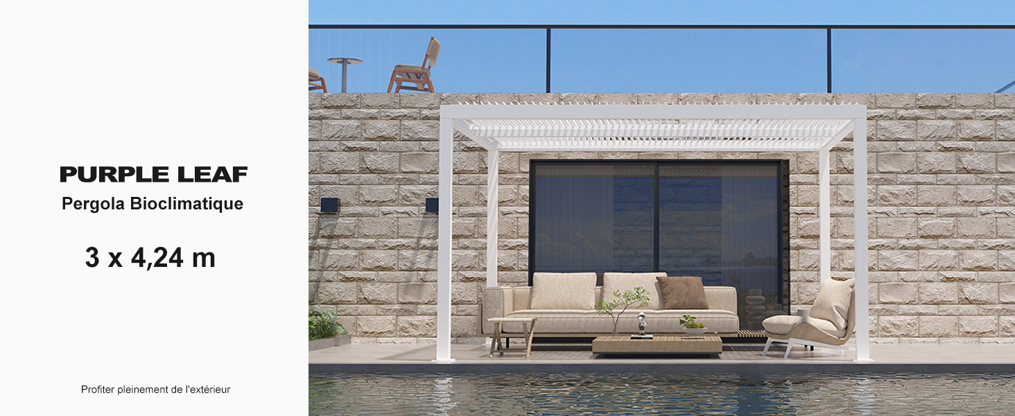 Tonnelle de Jardin, Toit à Lames, Pavillon Autoportante pour Terrasse