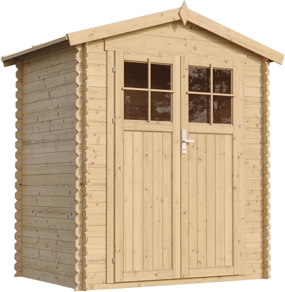 Abri de Jardin en Bois avec Sol TRAITÉ - Stockage extérieur I196xL136xH218 cm/ 1.98 m2 Petit abri à Outils, Local à vélos - karaca-alisveris M367F+M367G