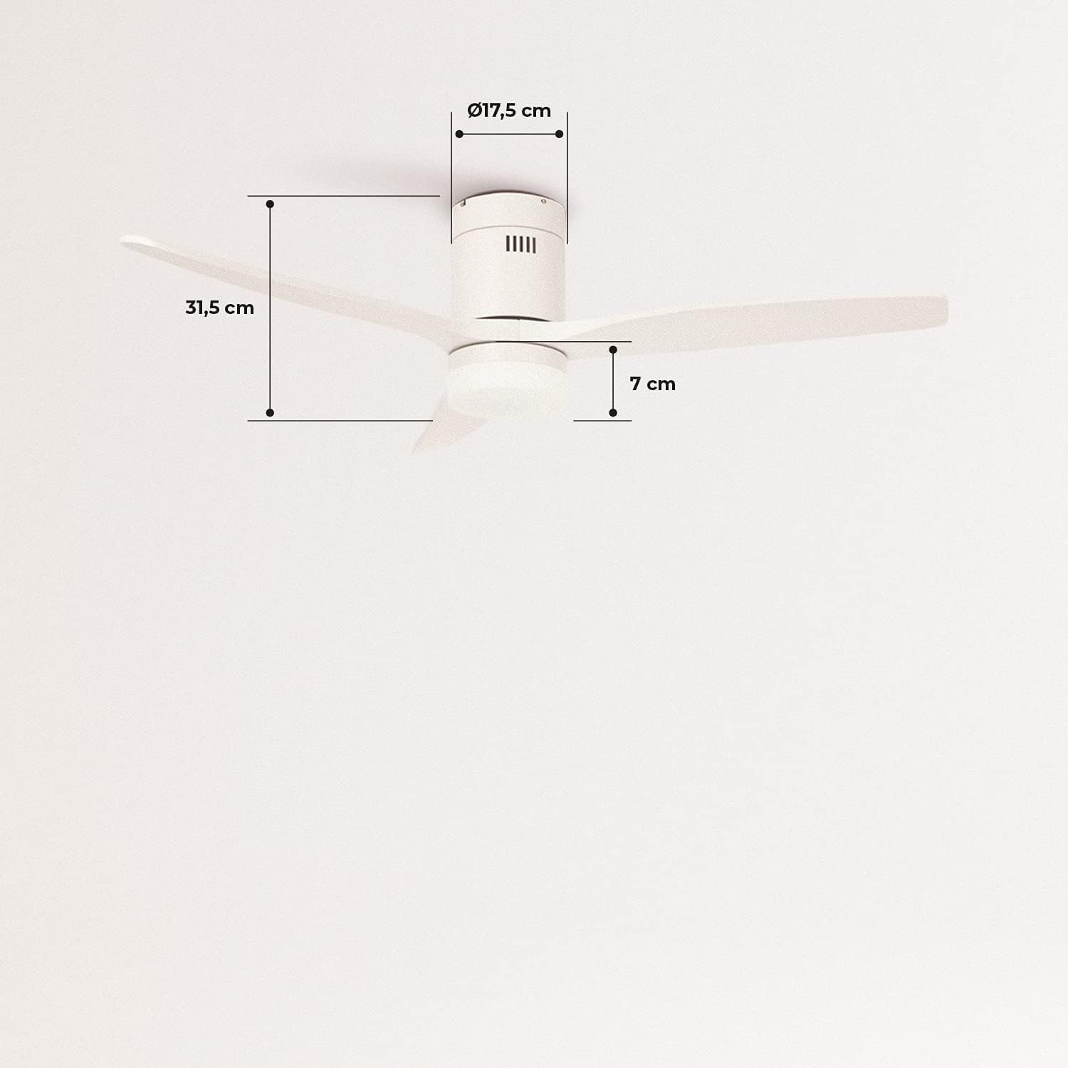 CREATE / WINDCALM M/Ventilateur de plafond ABS avec lumière et télécommande blanc / 40W, Silencieux, Ø132 cm, 6 vitesses, minuterie, été-hiver, double hauteur