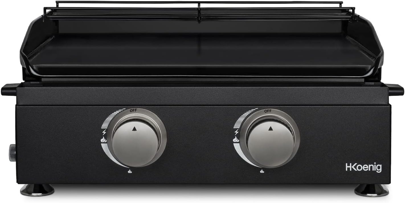 karaca-alisveris - plancha gaz 2 brûleurs - acier inox, fonte, jusqu'à 350°C - PLX1022