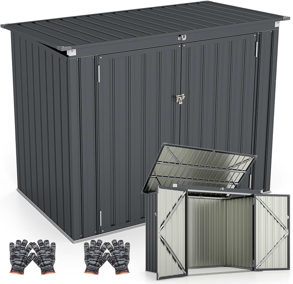 karaca-alisveris - Abri de jardin métal - 172x100x129 cm - 2 portes, couvercle relevable