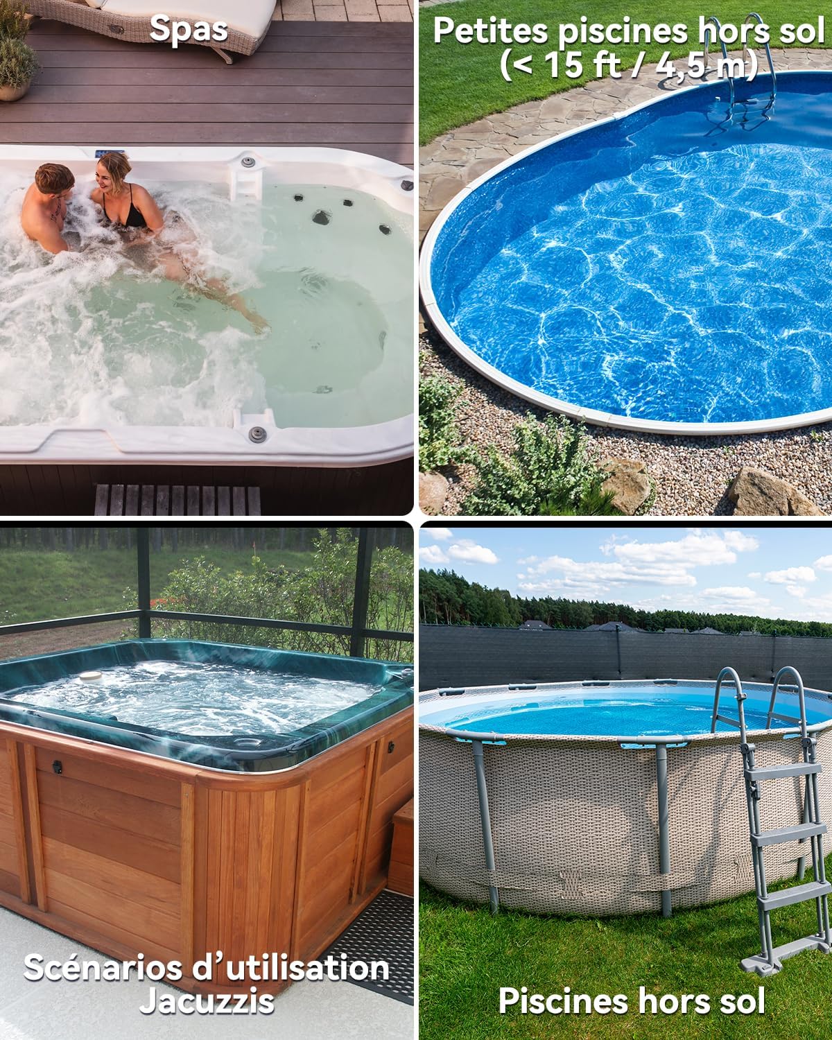 Aspirateur piscine sans fil - 4100 L/h - 36,8 kPa - 60 min, 2 filtres