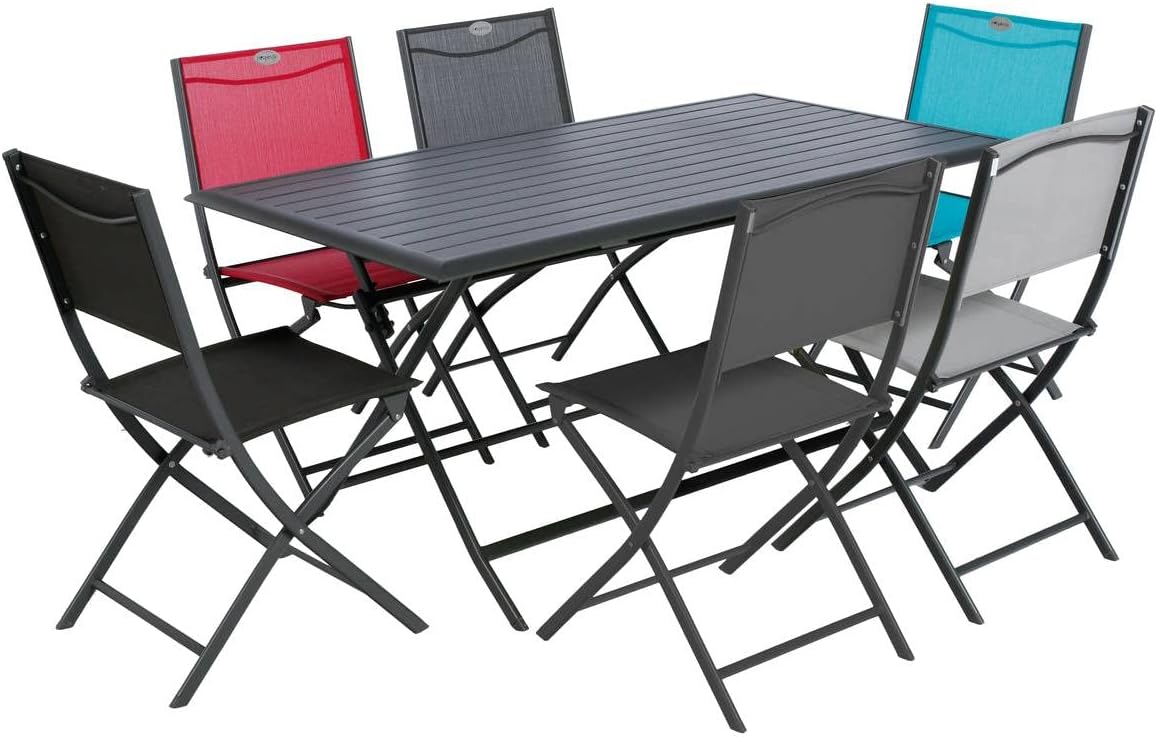 karaca-alisveris - Azua table de jardin pliante 6 places, aluminium gris