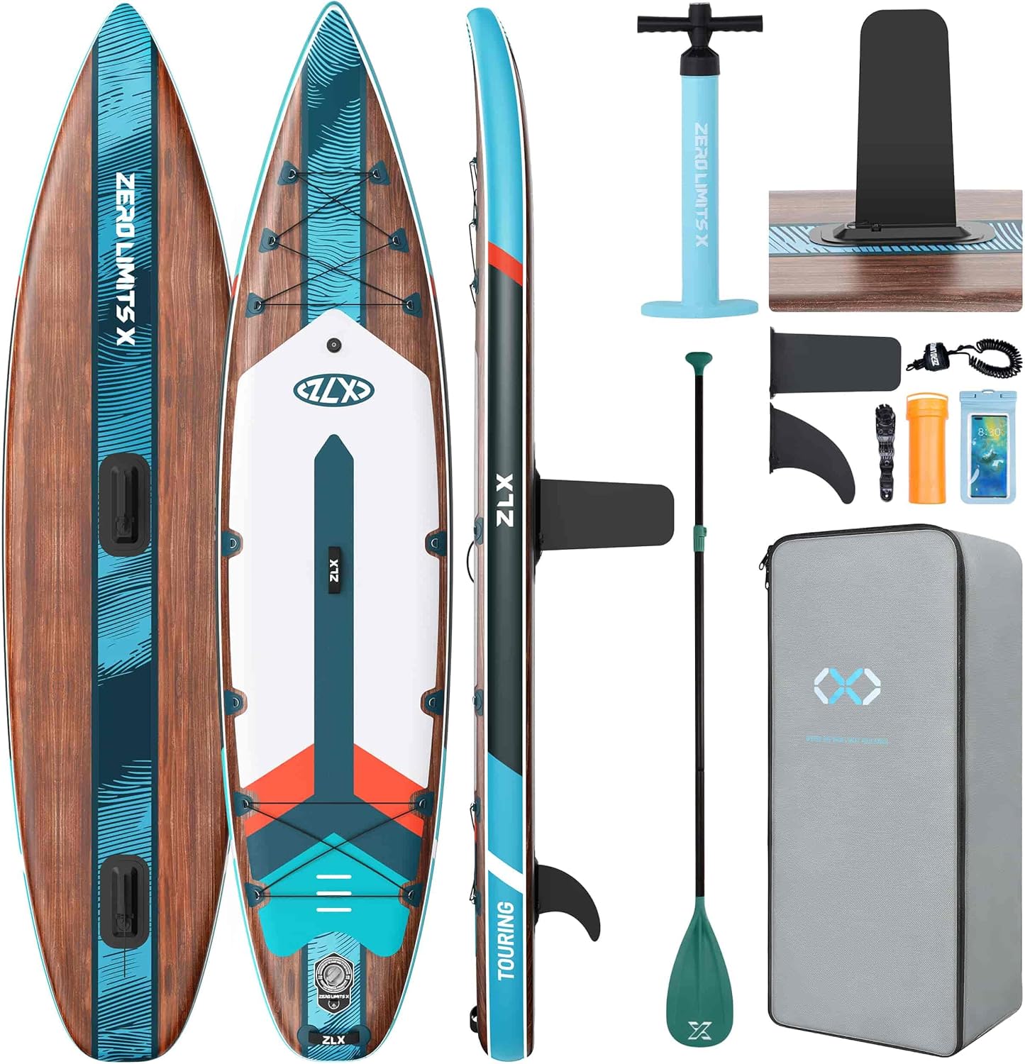 ZLX Planche de Paddle Gonflable Touring 350cm avec Siège Kayak | Sup Rapide et Stable Longue Distance, Charge 180kg, Stand Up Paddle Board Exploration