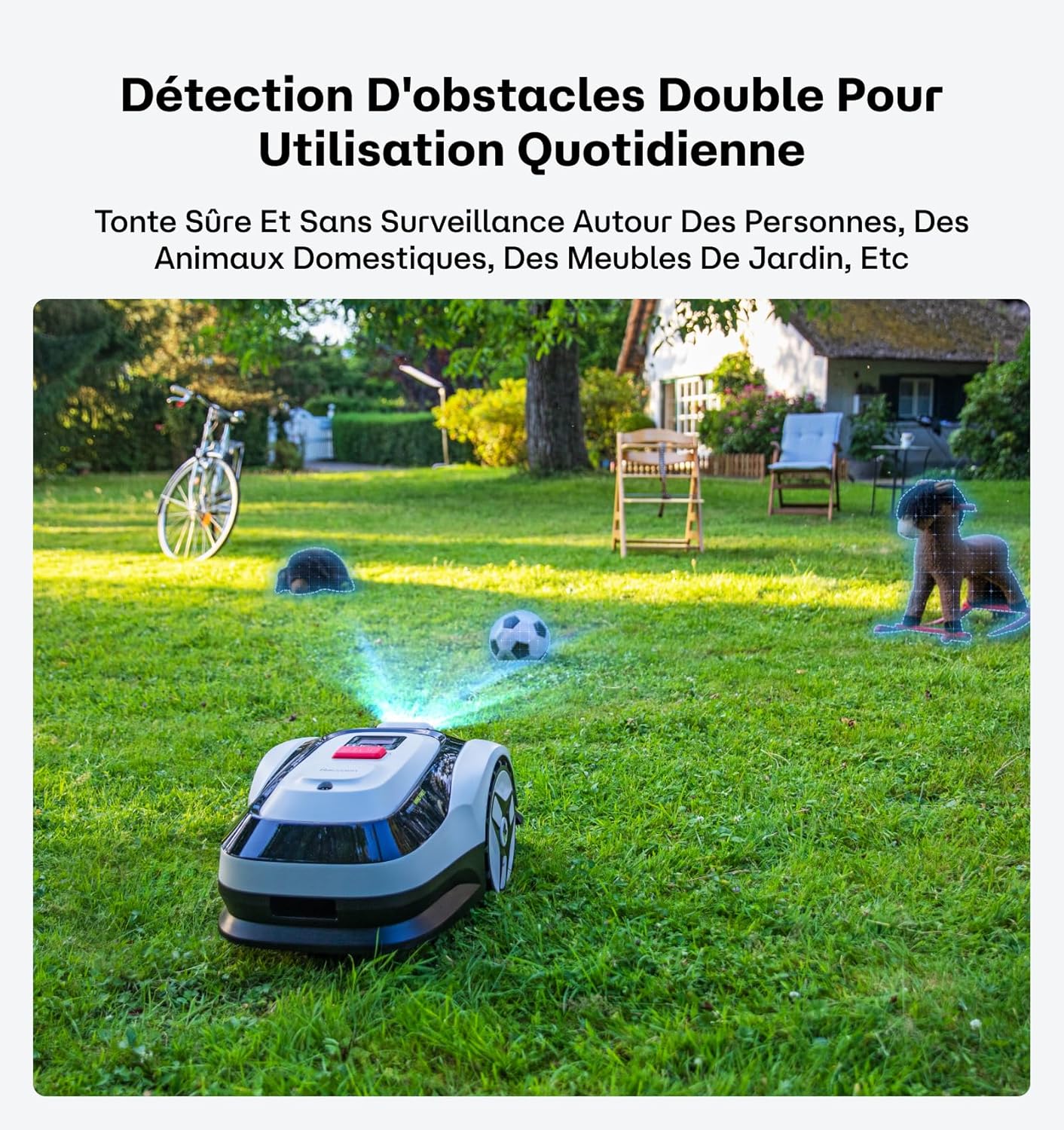 Raccoon - Robot Tondeuse 600m² - Vision sans RTK, U/Tonte, 5Ah Recharge, 150min Autonomie.