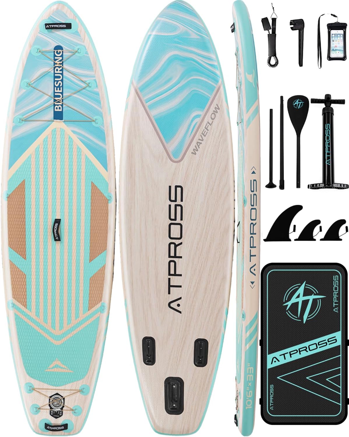 Stand Up Paddle Gonflable Adulte avec Siège Kayak & Accessoires, 320x84cm Planche de Sup Extra Large pour 2 Personnes, Charge 200kg, Kayak Gonflable 2 Places Stable et Antidérapant pour Surf