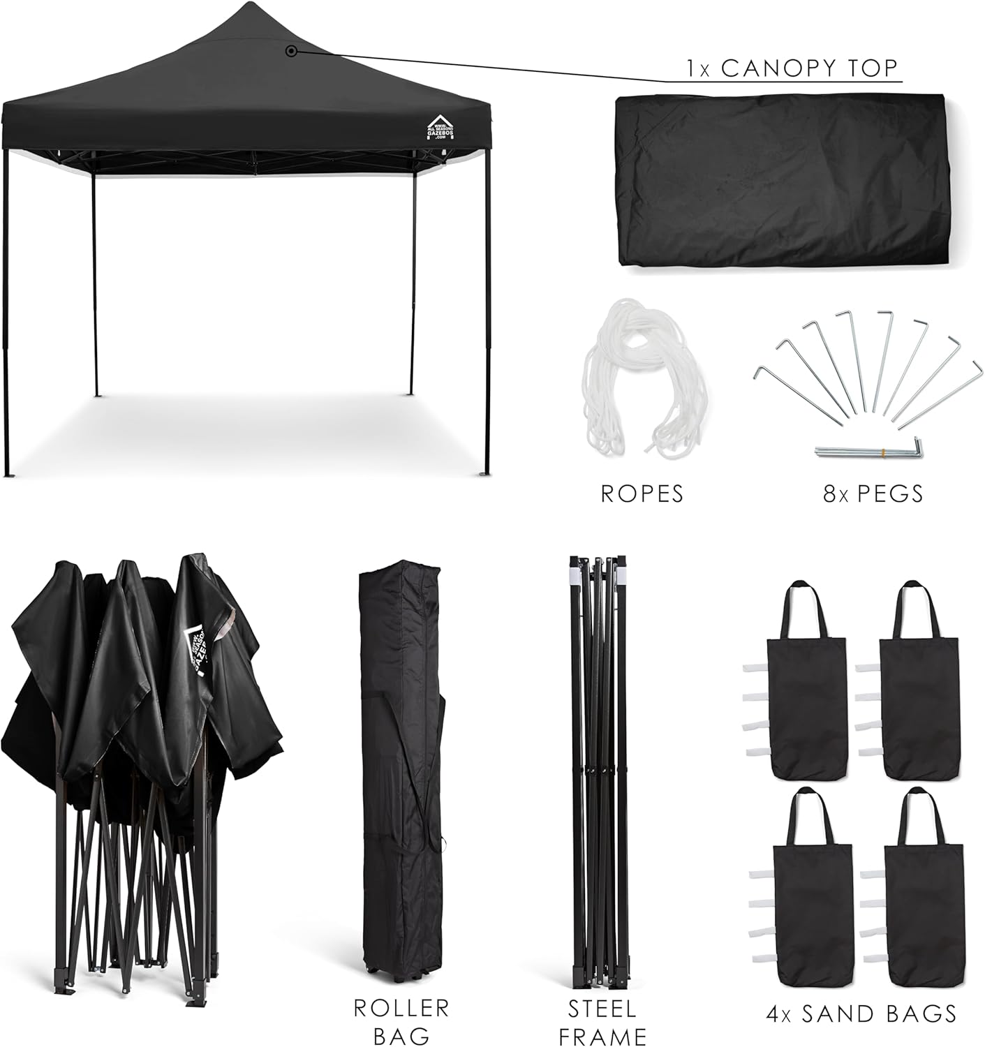 karaca-alisveris - Tonnelle pliante série standard - 3x3m - robuste, étanche, accessoires inclus