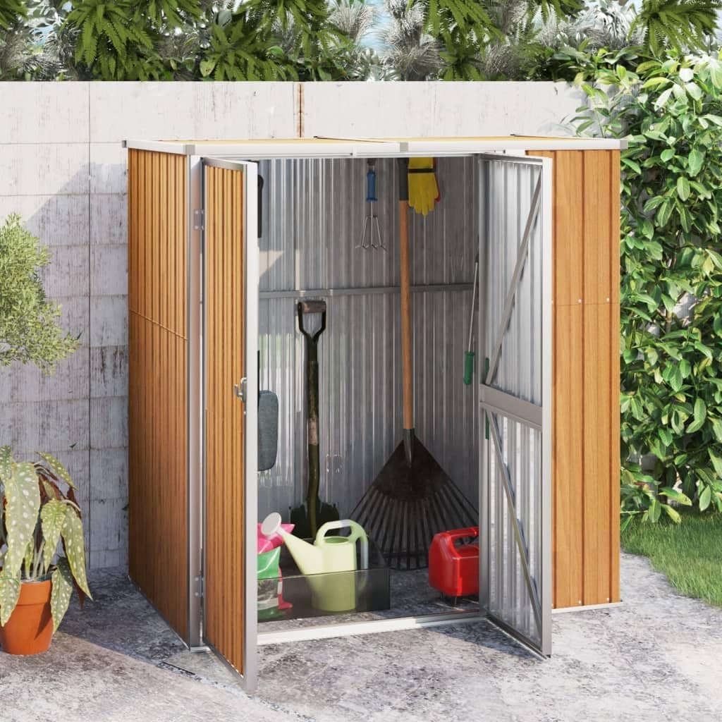 Abri à Outils de Jardin - marron - 161x89x161 cm - acier galvanisé, robuste