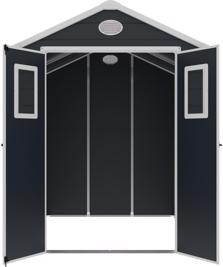 karaca-alisveris - Abri de Jardin Résine Texas 5.23 m² Anthracite - Ancrages Intérieurs - Antirouille/Anti-UV