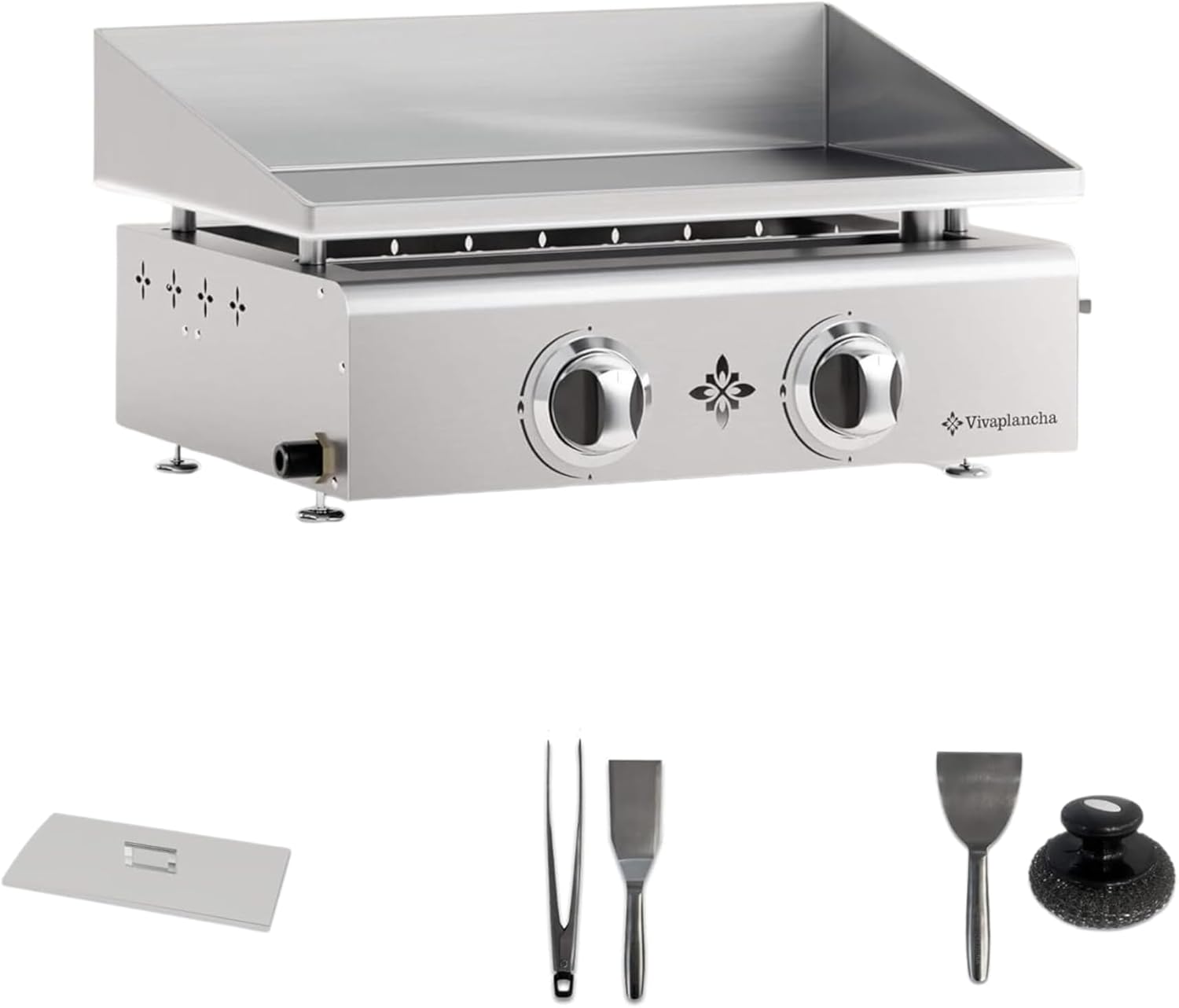 Plancha gaz inox - plaque 6 mm - cuisson semi-pro + accessoires