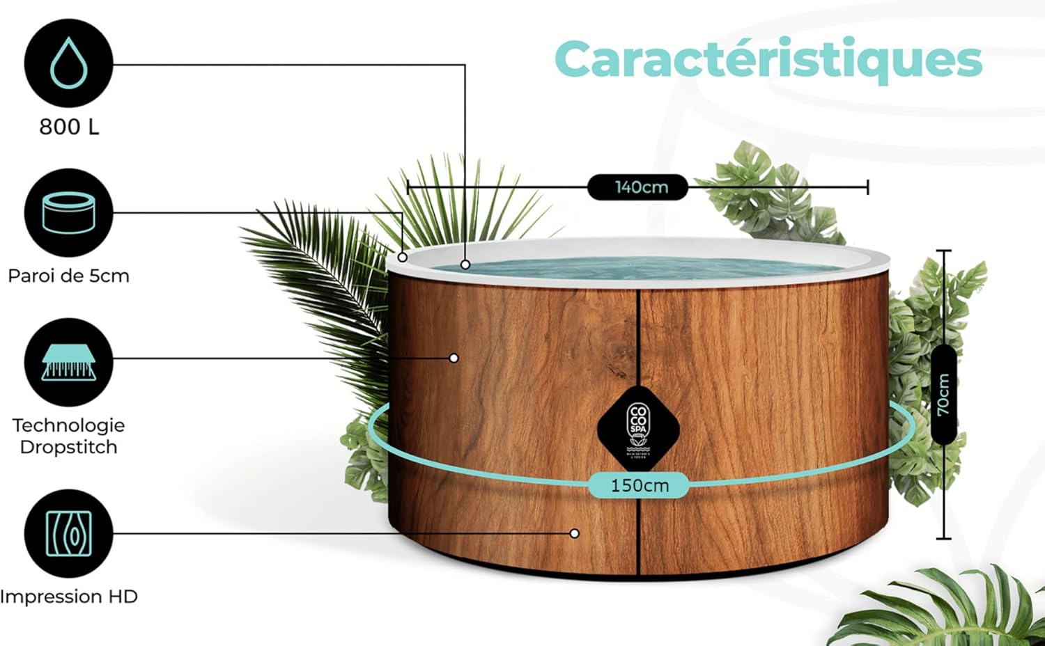 karaca-alisveris - Spa Gonflable 150 cm - 800 L - 140 jets - 2240 W