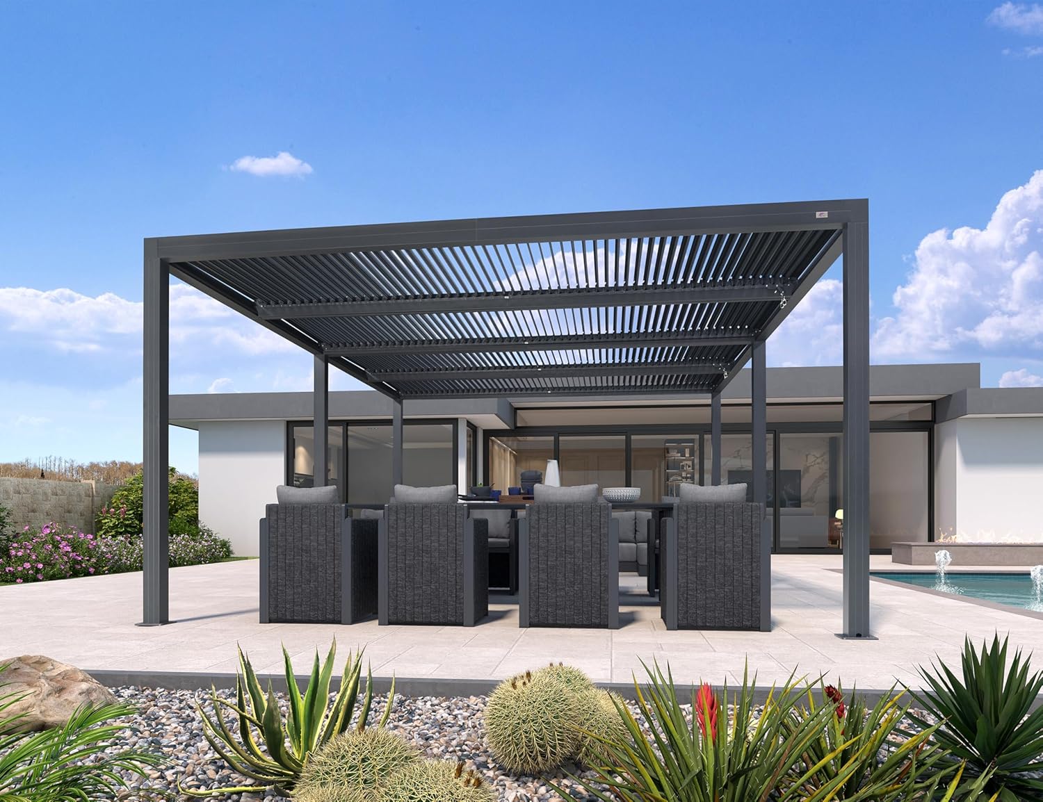 karaca-alisveris - pergola bioclimatique - 6x4,24m aluminium, lames indépendantes