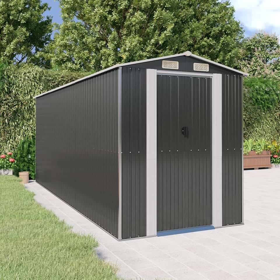 karaca-alisveris Abri de jardin, abris pour parcelles, abris de jardin, abri de jardin extérieur, maisons préfabriquées, acier galvanisé anthracite 192 x 523 x 223 cm