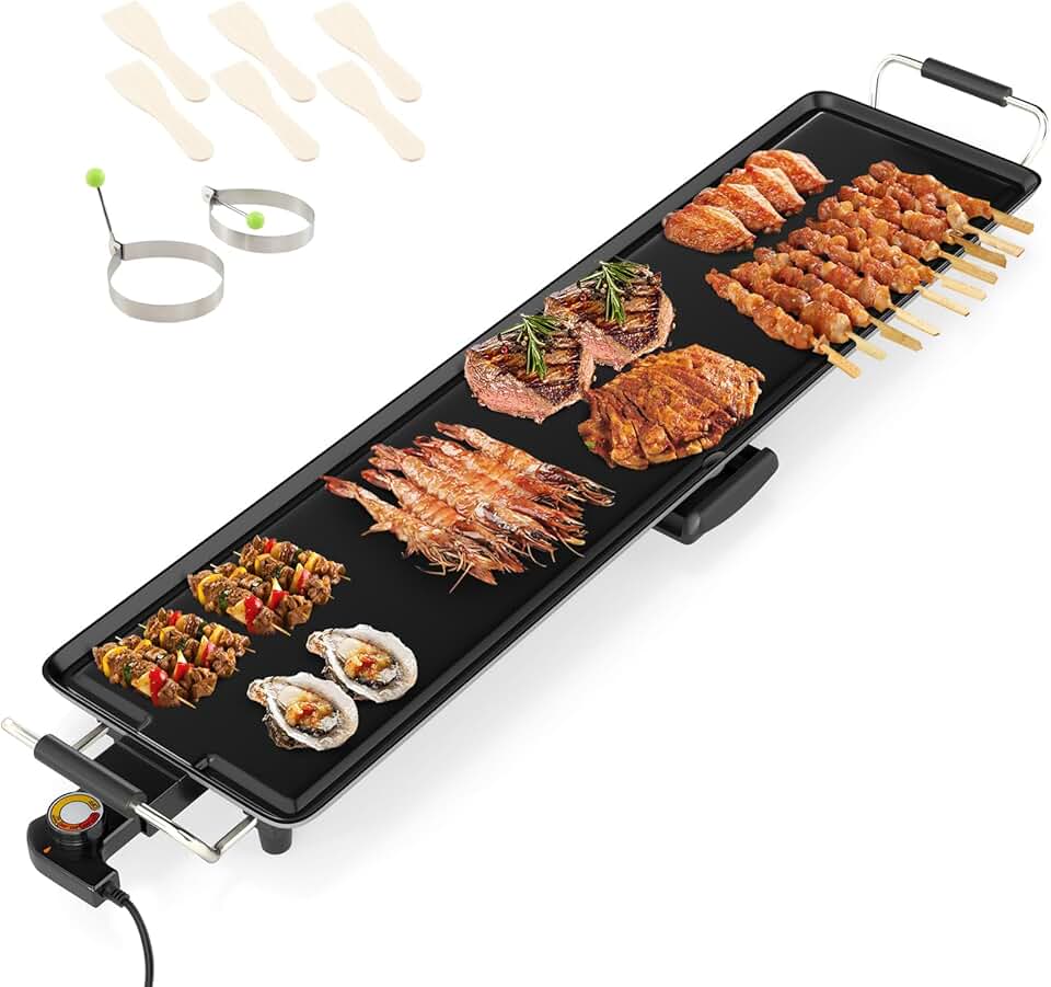 karaca-alisveris - plancha électrique XXL - 94x25cm - 1800W, thermostat réglable, grande capacité 8 personnes