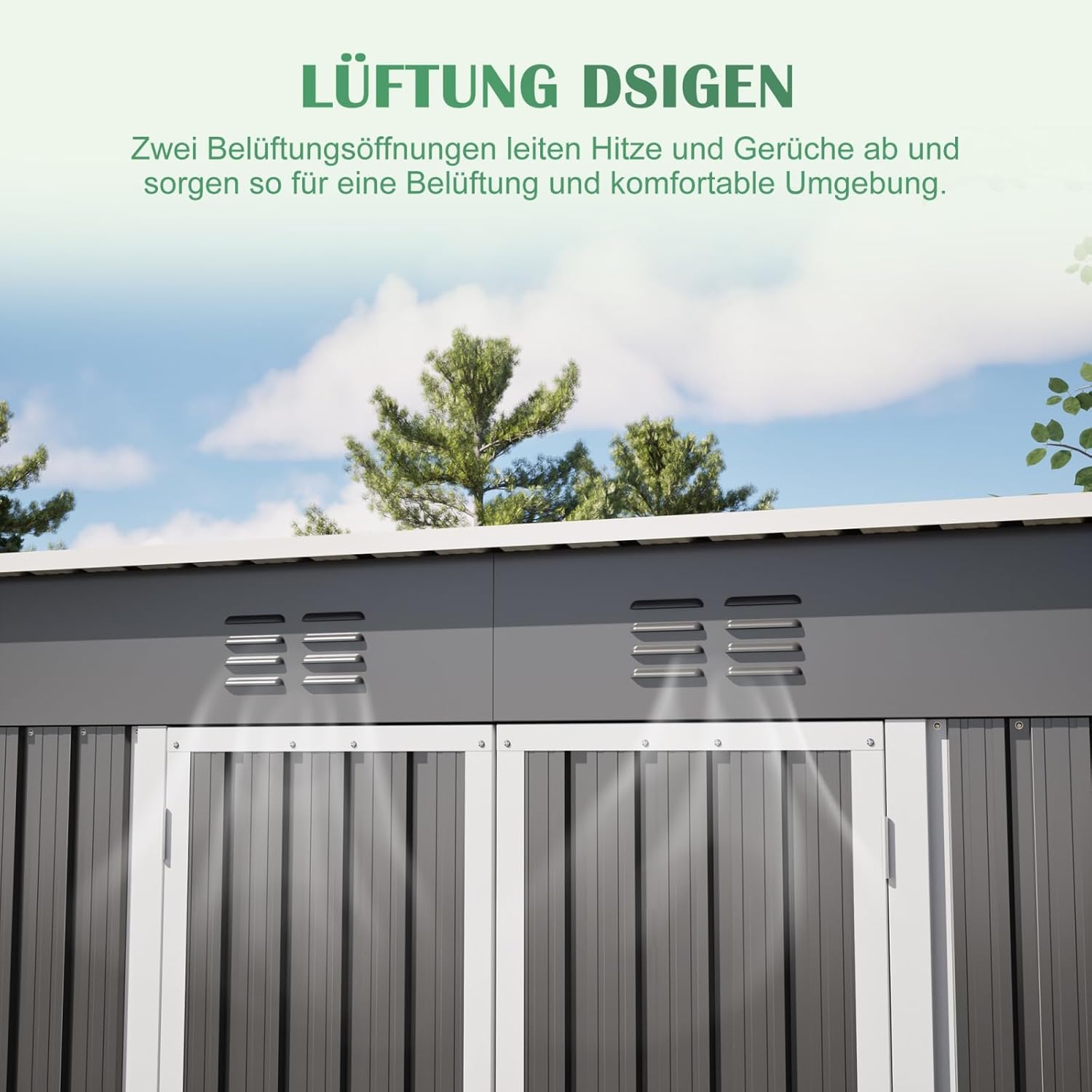 Abri de Jardin Métal Galvanisé avec Fondation, Cabane de Jardin Extérieur Résistant aux Intempéries, Cabanon de Rangement Spacieux, Toit Incliné Anti-Pluie, Marron (8x4 FT- 2)