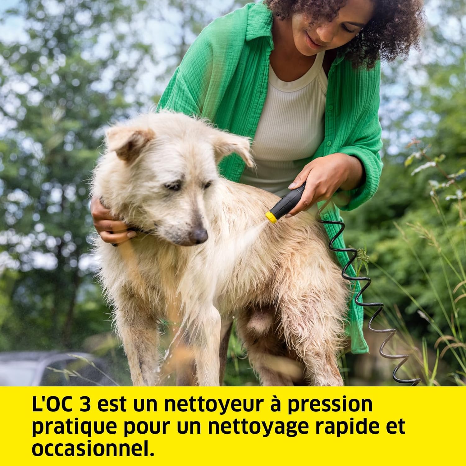 karaca-alisveris Nettoyeur à Pression Mobile OC 3 + Kit Animaux, Débit : 2 L/h, Réservoir : 4L, Tuyau : 2,8 m, Buse à Jet Plat, Buse Conique, Brosse Pet, Serviette pour Animaux Domestiques, Boîte de Rangement
