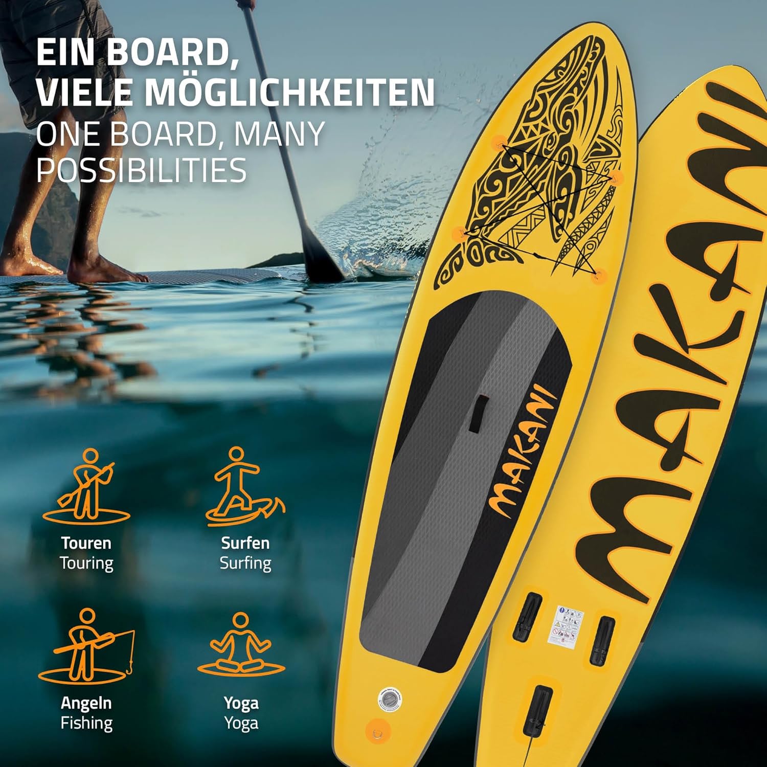 karaca-alisveris - stand up paddle série gonflable - 305/308/320/380 cm - PVC, 120/150 kg, 10/15 cm épaisseur