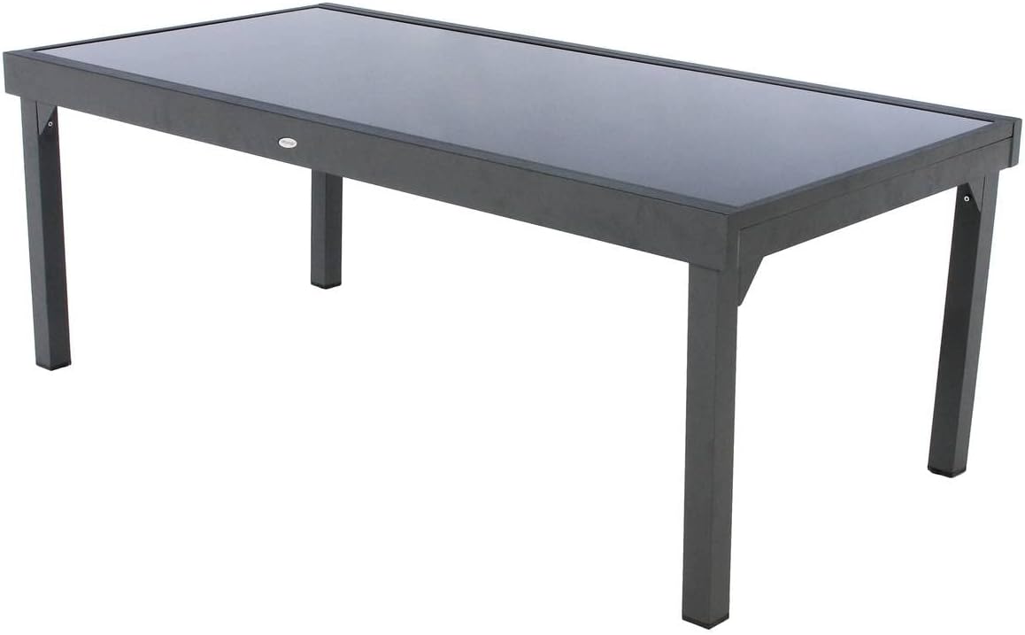 karaca-alisveris - Piazza extensible - 12 places - aluminium/verre renforcé - gris graphite