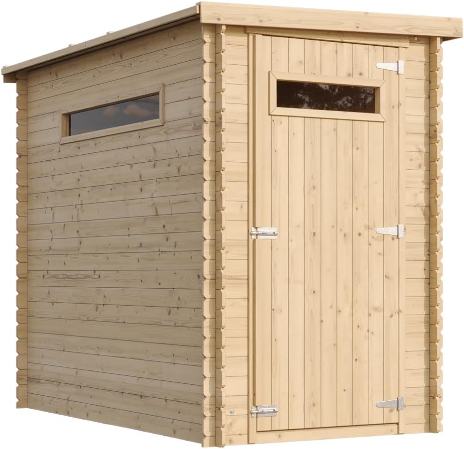 Abri de Jardin en Bois, Petite fenêtre, avec Sol TRAITÉ- Stockage extérieur l239xL144xH198 cm/2.63 m2 - Petit abri à Outils, Local à vélos - Toit imperméable, fenêtres karaca-alisveris M306A+M306G