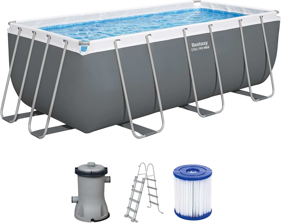 karaca-alisveris Steel Pro Max Kit Piscine Hors Sol - 412 cm x 201 cm x 122 cm - Gris foncé