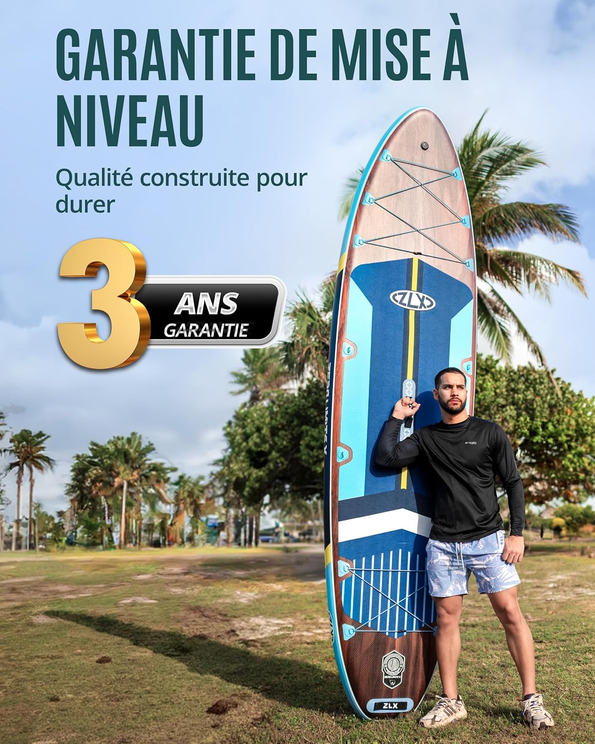 ZLX - Paddle gonflable extra large 350x89cm, planche stable, accessoires, ZLX