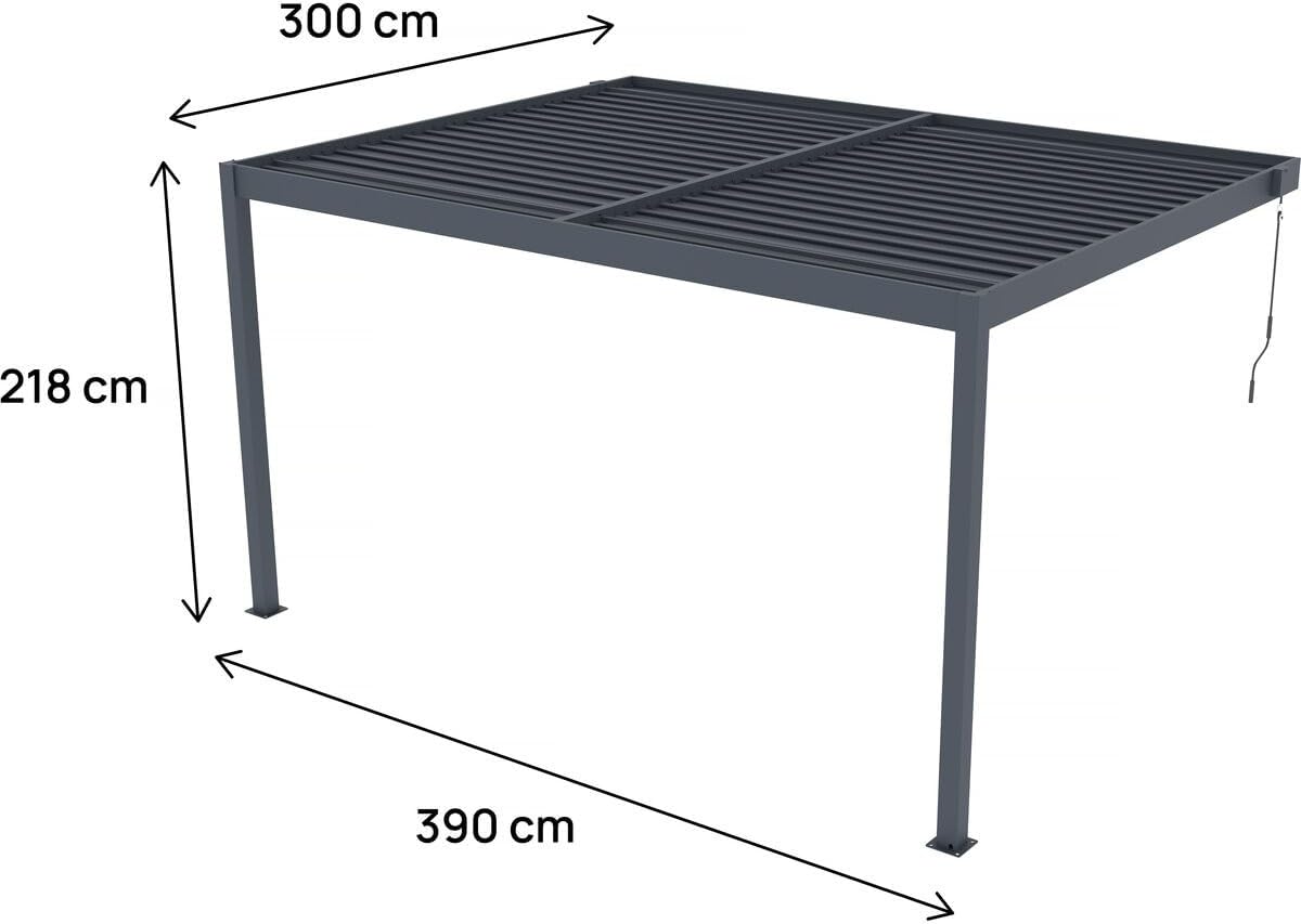 Windsor - pergola adossée aluminium série Windsor - 3x4m - gris anthracite