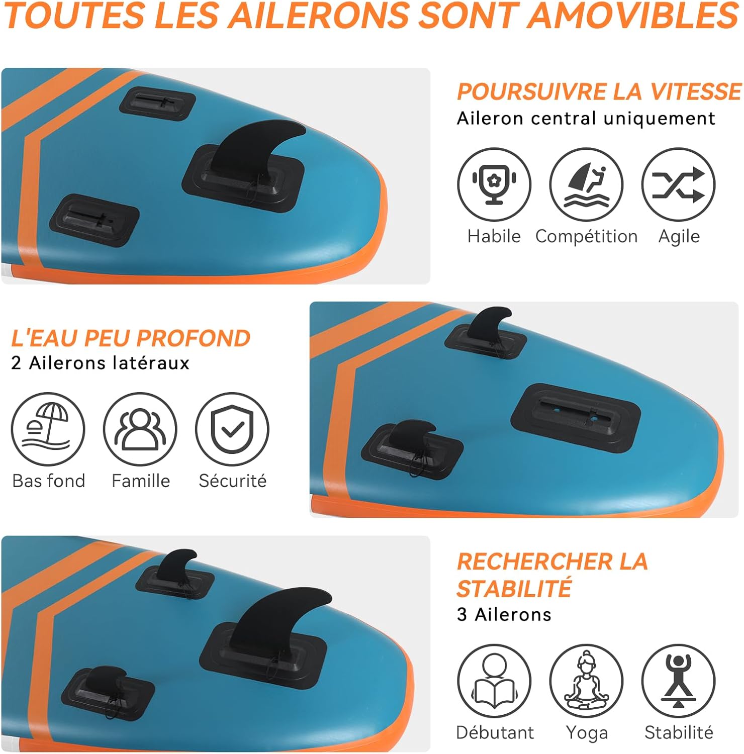 karaca-alisveris - Paddle gonflable adulte - 320/335cm - 2 personnes, siège kayak, pagaie alu, caméra, pompe, 150kg