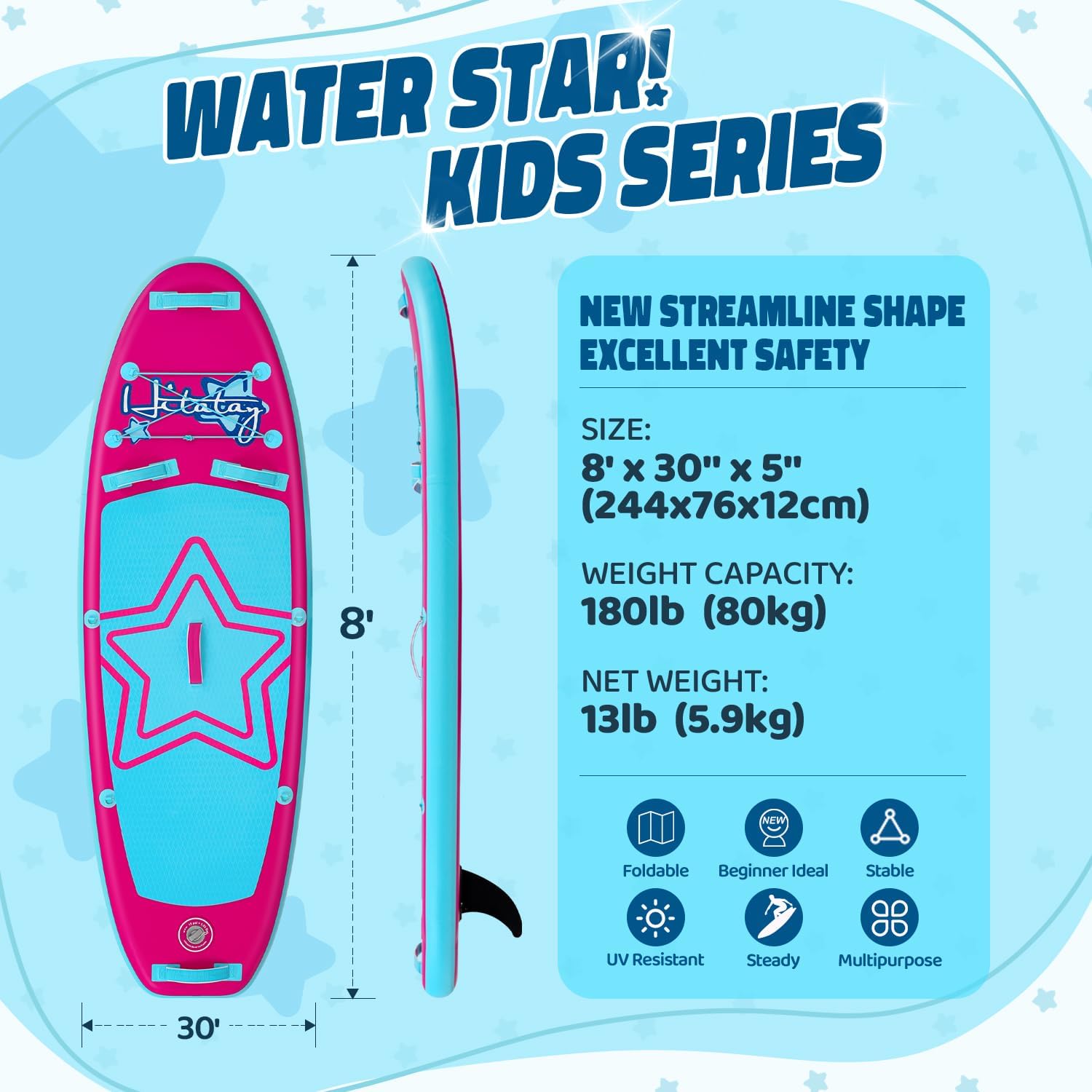 Planche de Surf Gonflable - Accessoire Complet Stand Up Paddle Board Gonflable pour Enfant Jeunesse