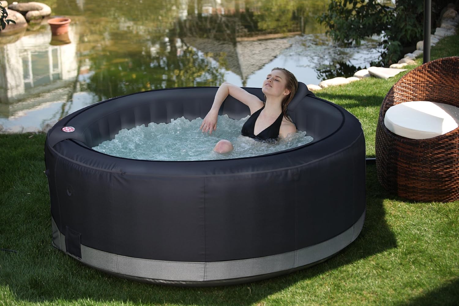 Spa Gonflable 6 Places Rond - Ospazia - Diamètre : 208 cm - Filtre et bâche Inclus