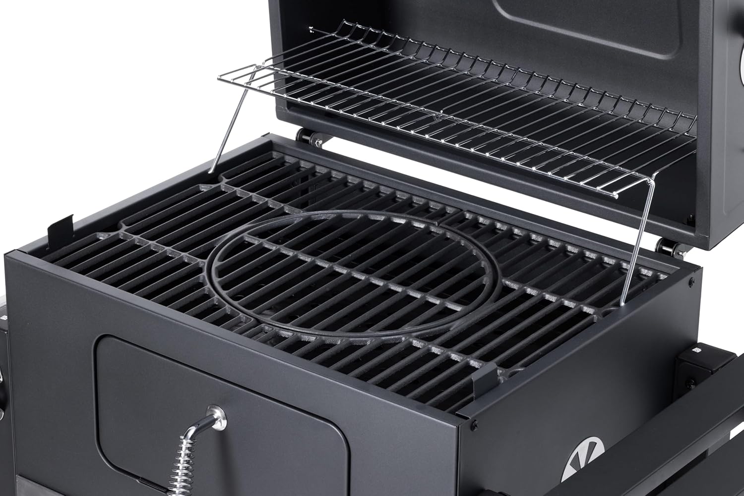 karaca-alisveris - Memphis - acier, grille, tablette pliable, roulettes, thermomètre, bac à cendres