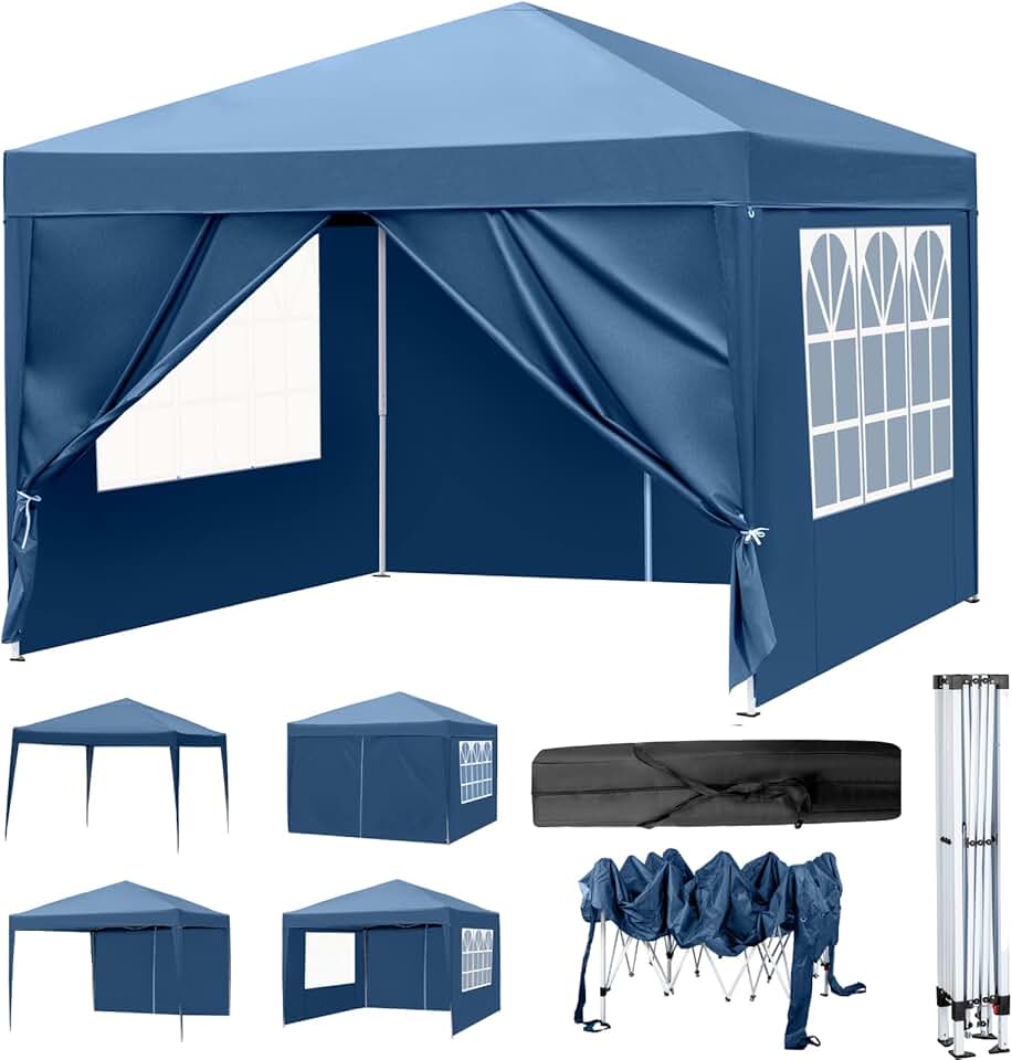 karaca-alisveris - tonnelle pliante série pop-up - 3x3m - imperméable, UV 50+, 4 côtés, acier, hauteur réglable