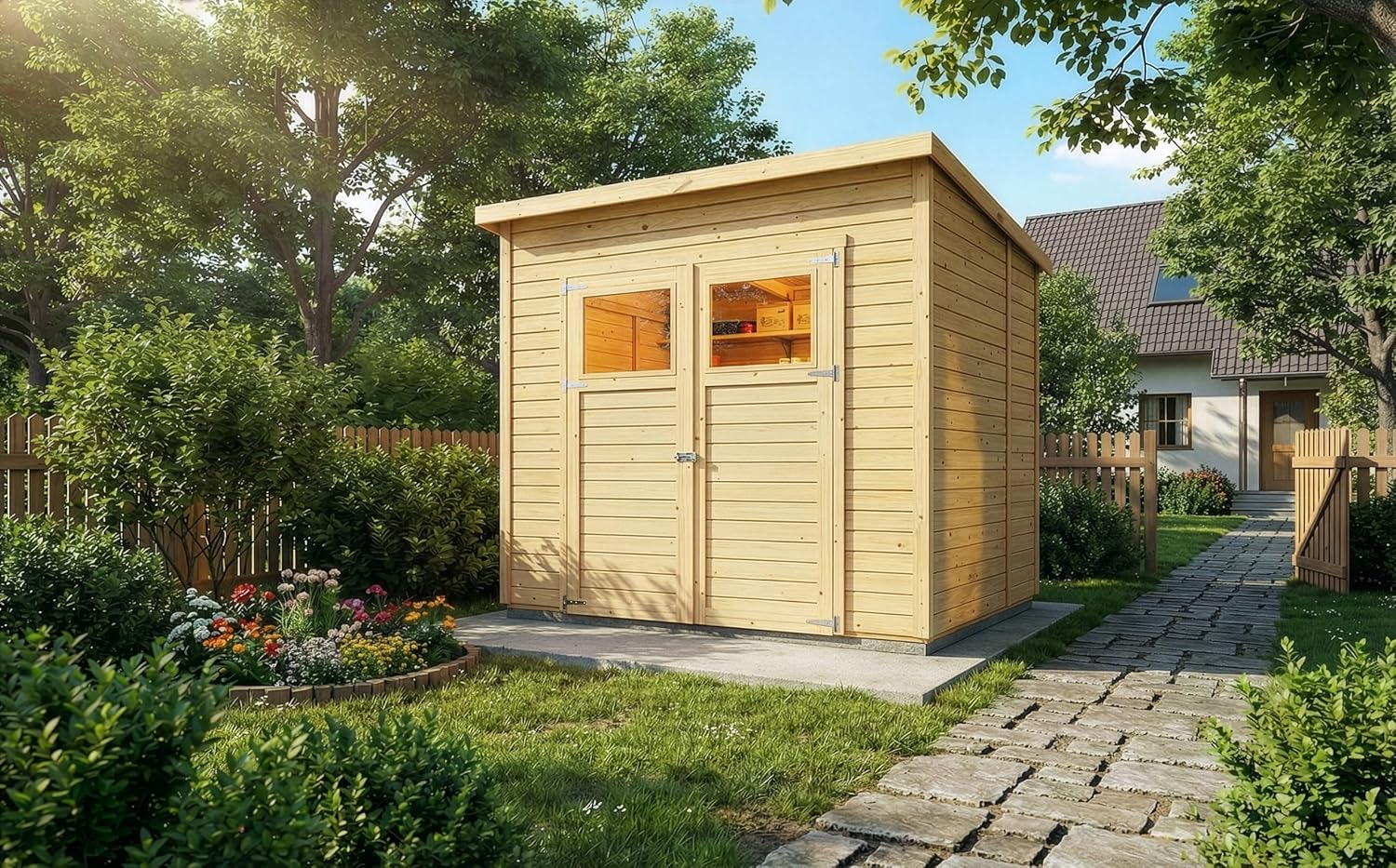 Carlsson - Mollie - abri de jardin bois, rectangle, toit monopente, panneaux préfabriqués