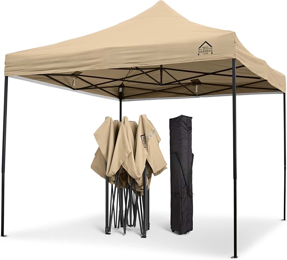 karaca-alisveris | Tonnelle Pliante 3x3m | Matériaux Robustes, Entièrement Étanches et de Haute Qualité (Beige)