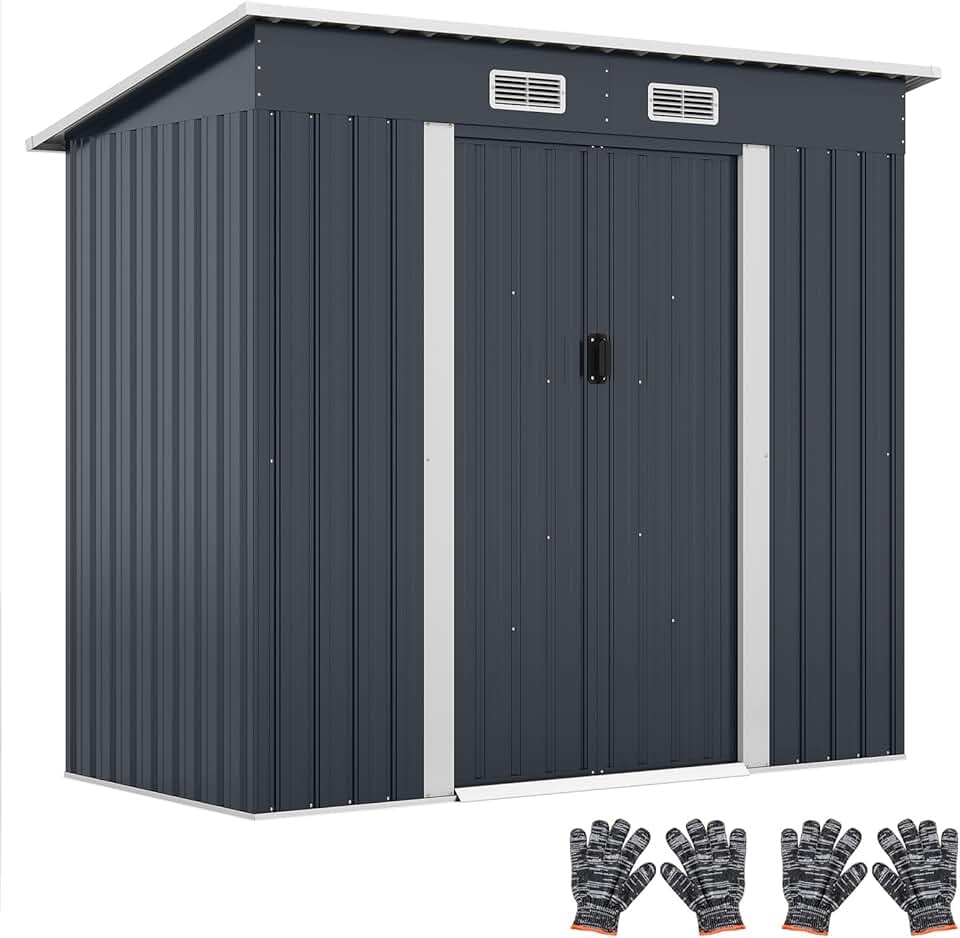 karaca-alisveris - Abri de Jardin métal - 2 m² - Porte coulissante, toit incliné, 4 aérations, fondation