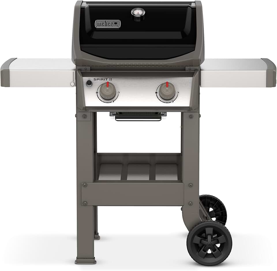 karaca-alisveris - Spirit II E-210 - 51x46 cm - Barbecue gaz 2 brûleurs, grilles GBS, GS4, tablettes noir/argent
