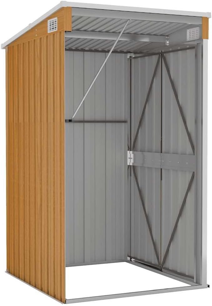 karaca-alisveris Remise de Jardin Murale Marron 118x100x178 cm Acier galvanisé,Structures extérieures, Cabanes & abris de Jardin,316220