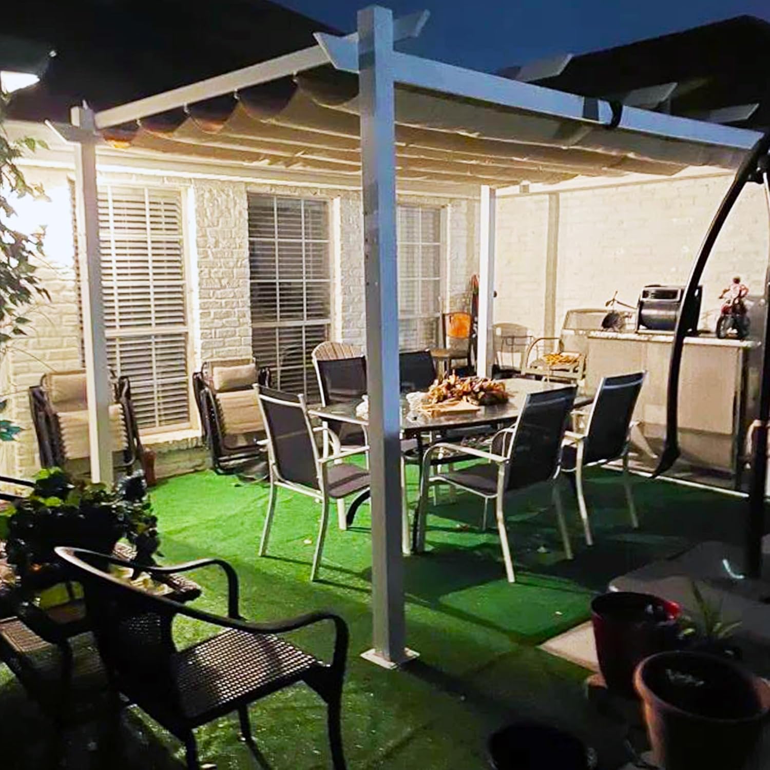 karaca-alisveris - Pergola aluminium série - 4x3m - toile rétractable, autoportante, imperméable, kaki