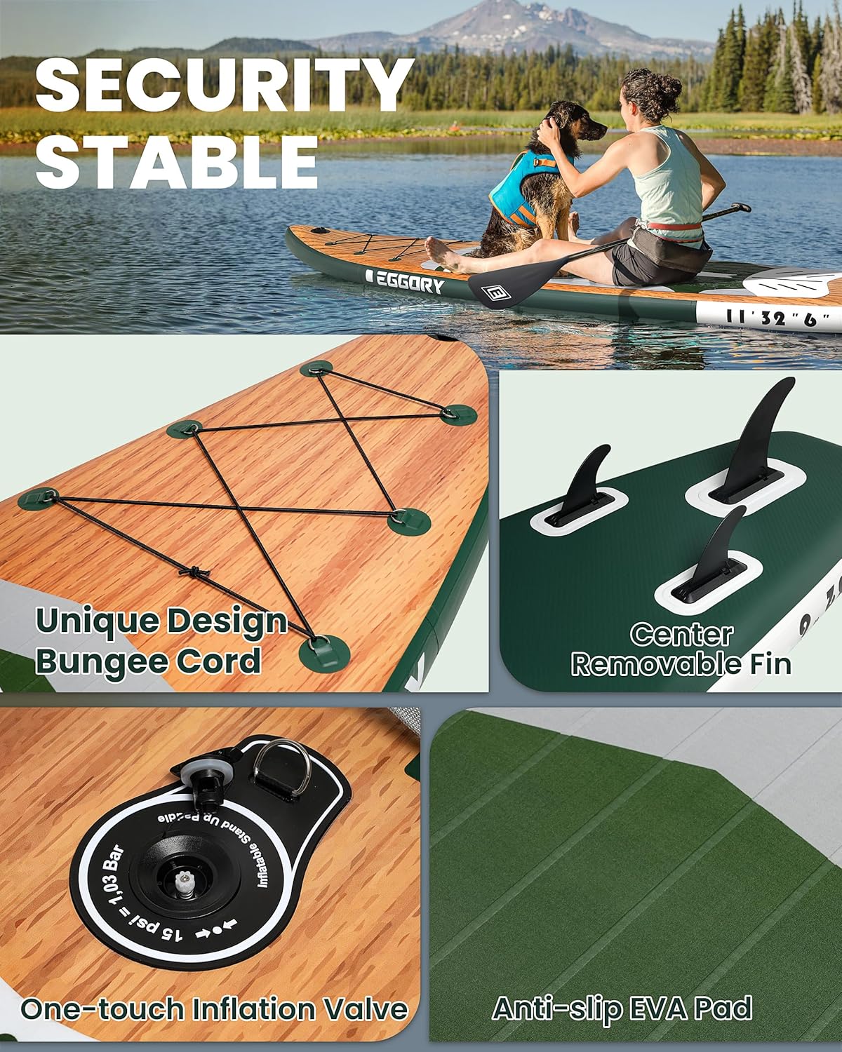 Stand Up Paddle Planche de Surf Gonflable Sup - Accessoires complets pour Planches de pagaie - Pompe à pagaie réglable - Sac à Dos de Voyage - Sangle d'épaule