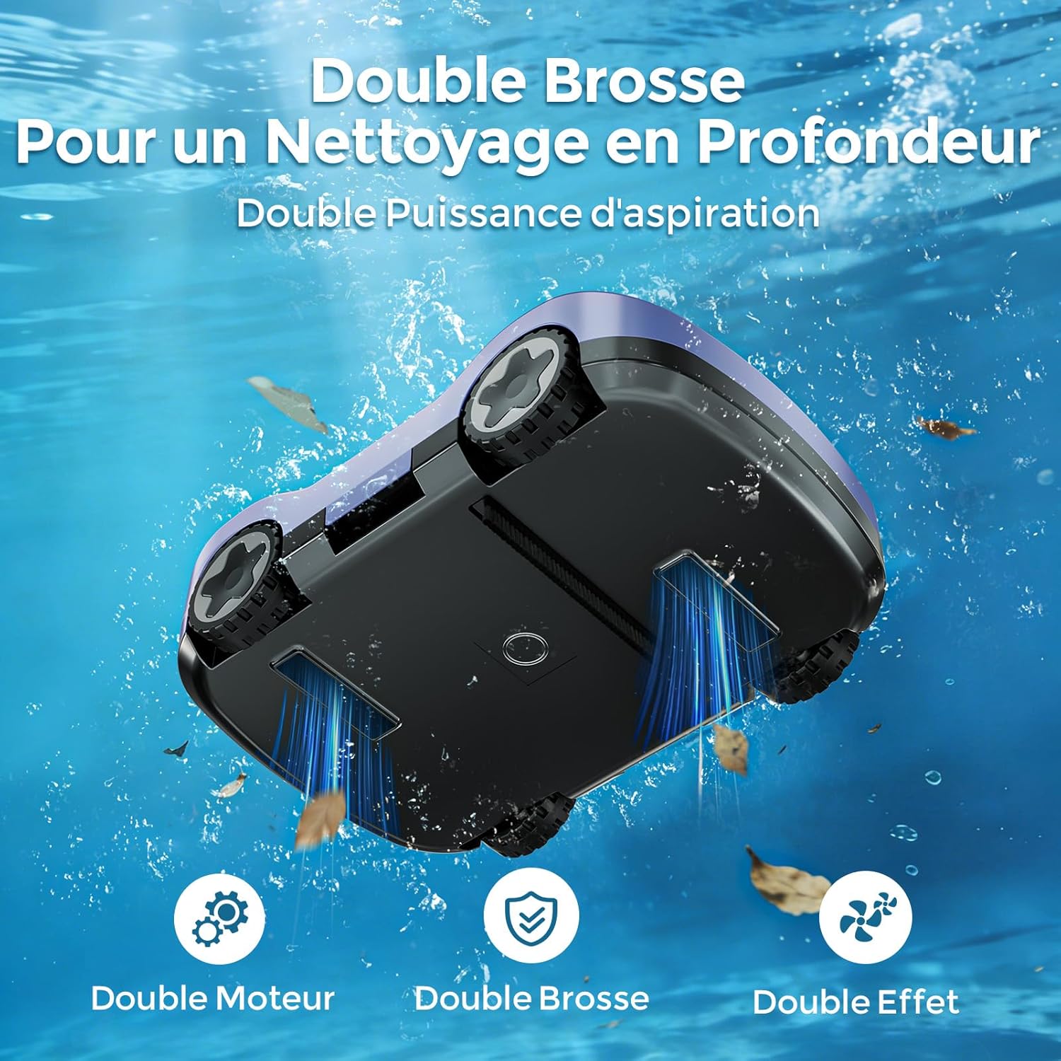 Robot piscine sans fil - 180min autonomie, filtration fine, 200m², aspiration puissante