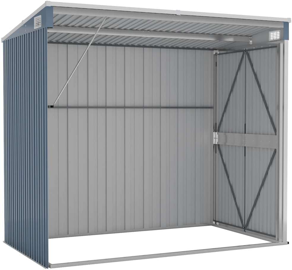 karaca-alisveris Abri de Jardin Mural Gris 118x194x178 cm Acier galvanisé,Maison & Jardin, Pelouses & Jardins, Vie en extérieur, Structures extérieures, Cabanes & abris de Jardin, Gris (Poids 31.54KG)