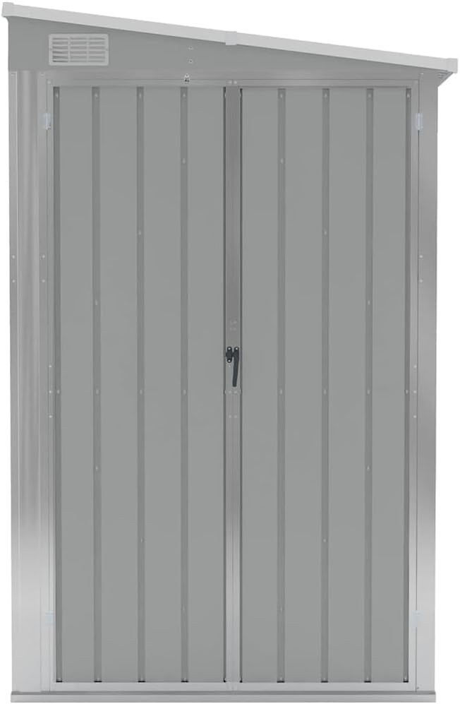 karaca-alisveris Remise de Jardin Murale Gris 118x100x178 cm Acier galvanisé,Structures extérieures, Cabanes & abris de Jardin,316218
