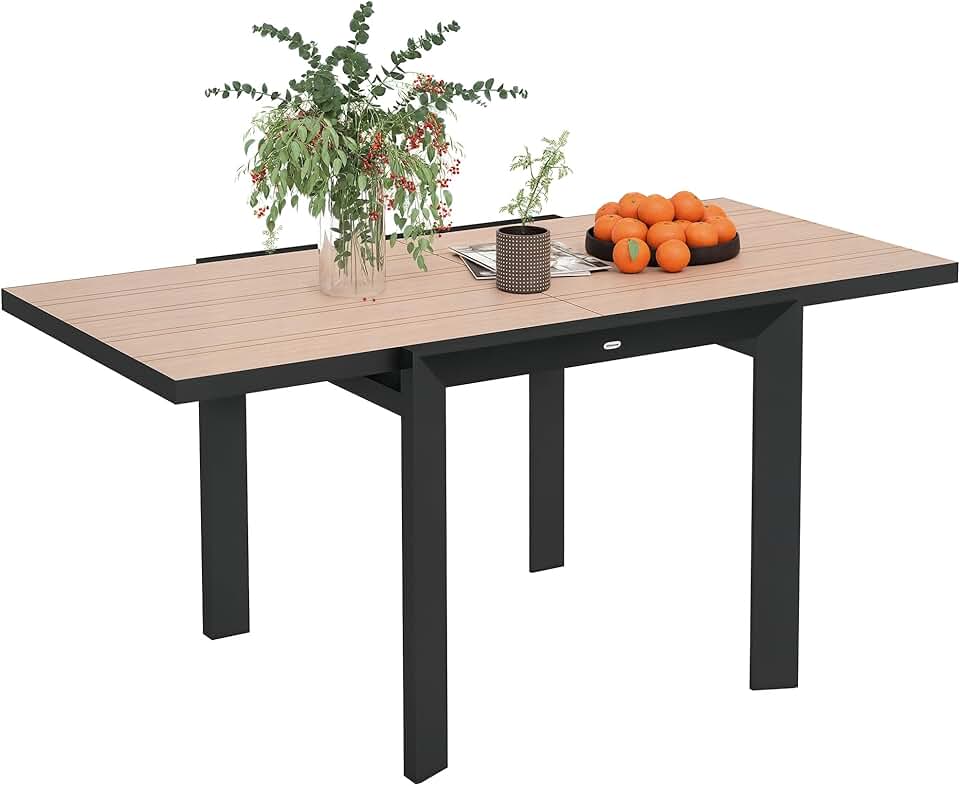 karaca-alisveris - Table extensible aluminium - 80/160x80 cm - résistante, antidérapante, usage extérieur