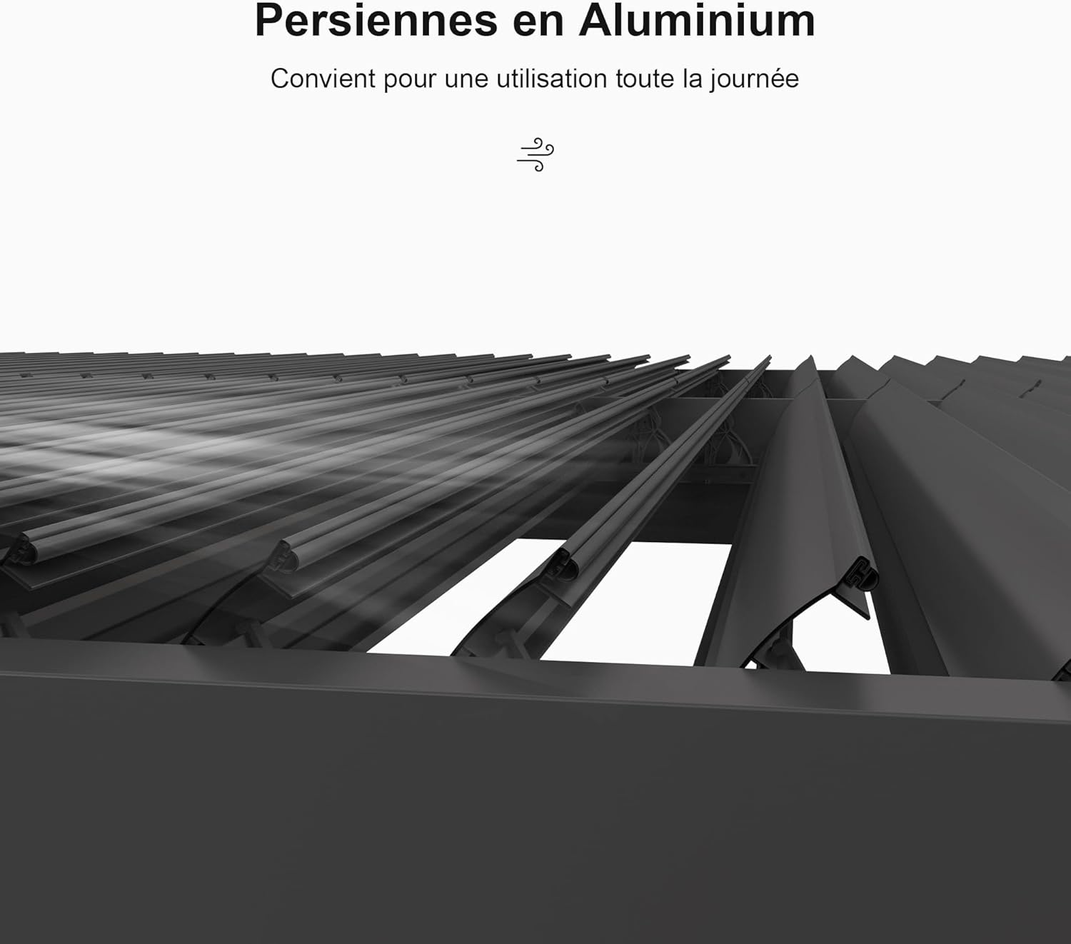 karaca-alisveris - Pergola bioclimatique 4,24x3m, aluminium, lames orientables, éclairage extérieur, 12,72m², Gris