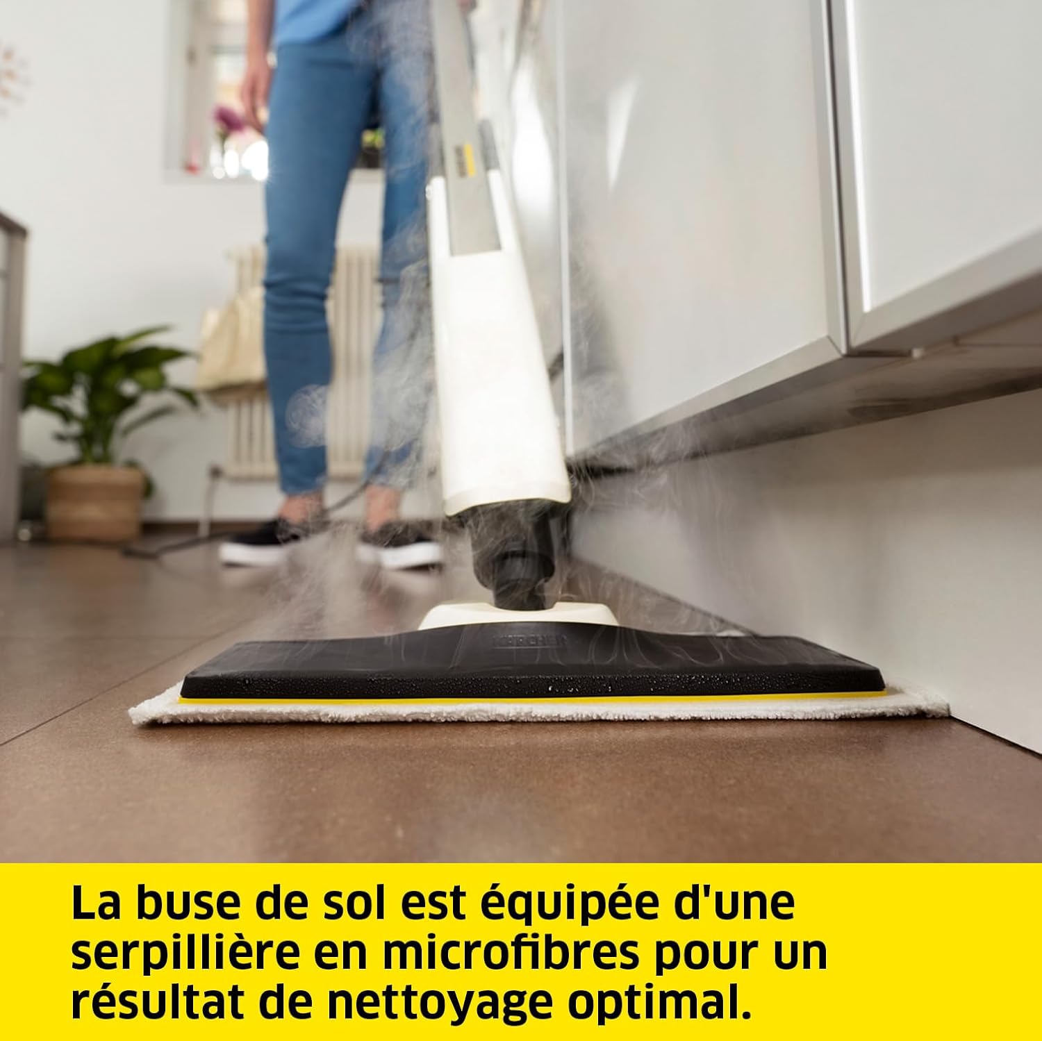 karaca-alisveris Nettoyeur Vapeur SC 2 Upright, Préchauffage : 30 s, Surface : 50 m², Réservoir : 0,4 l, Puissance : 1600 W, avec Buse de Sol EasyFix, Serpillière Microfibres, Cartouche Détartrante