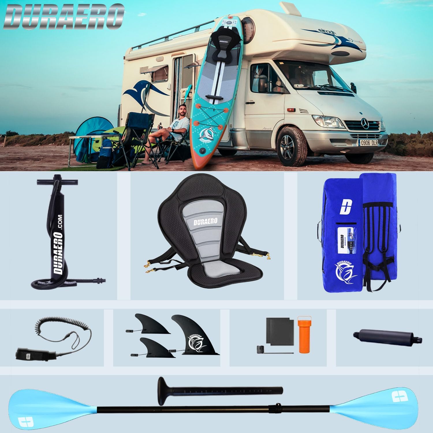 Stand up Paddle gonflable - 330x76x15cm - siège kayak, support GoPro, 150kg, double pagaie, vert menthe