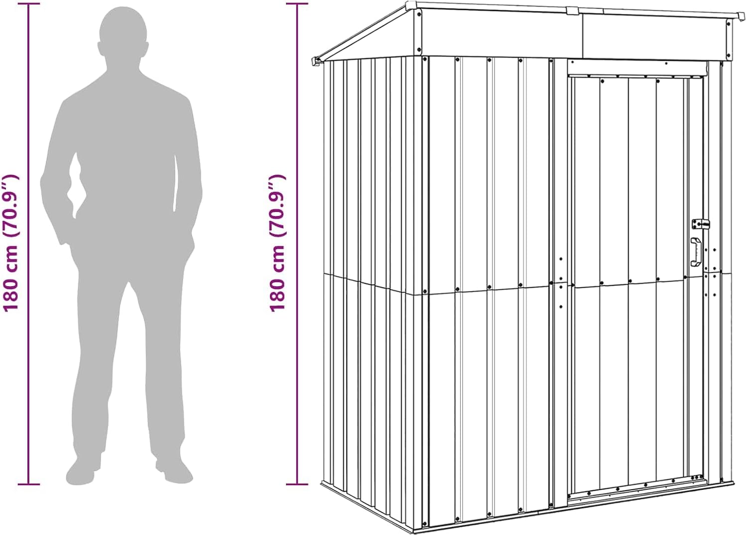 Abri de jardin en métal - 137x81x180 cm - marron, étanche, verrouillable, rangement outils/vélo