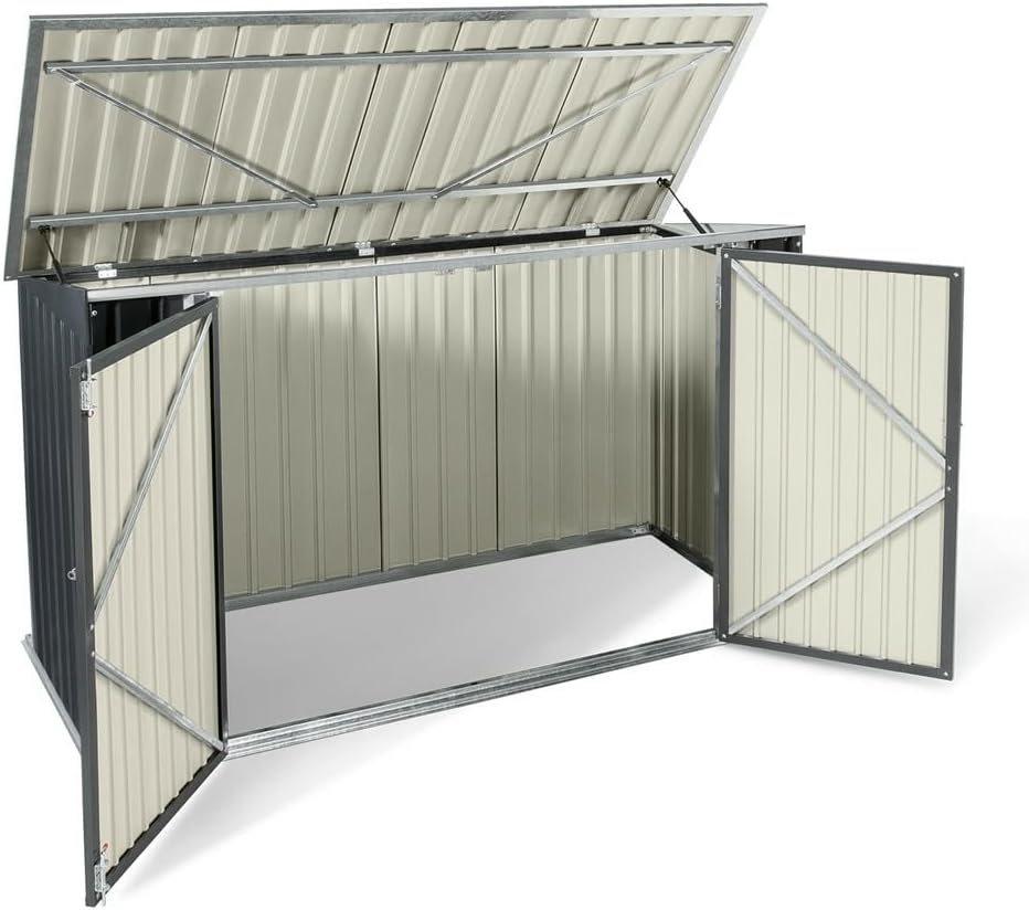 karaca-alisveris - Abri de jardin métal 210x105x130cm - toit ouvrant, double porte, rangement vélos