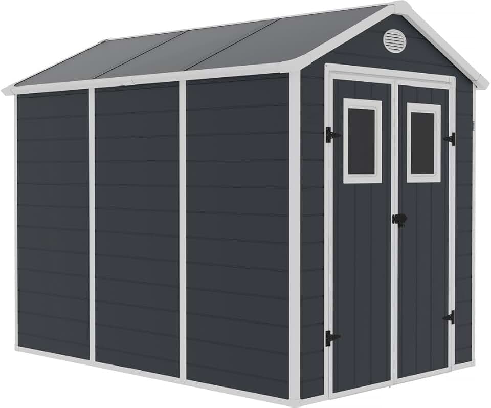 karaca-alisveris - Abri de Jardin Résine Texas 5.23 m² Anthracite - Ancrages Intérieurs - Antirouille/Anti-UV