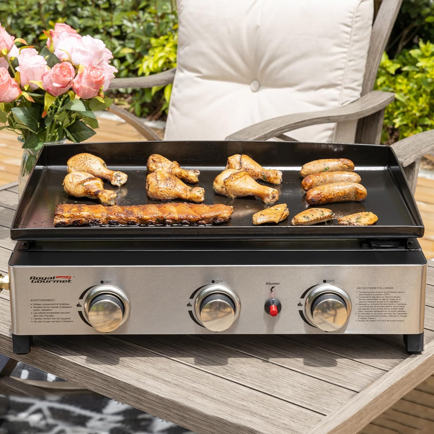 karaca-alisveris - Plancha Gaz 3 brûleurs - 62x35,5 cm - acier émaillé, portable, 7.5kW