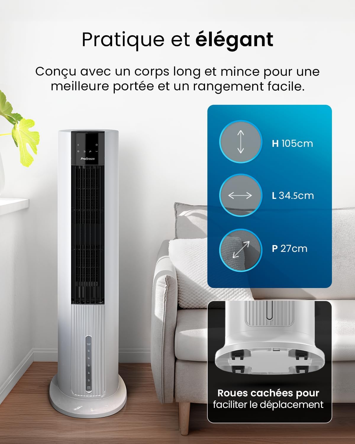 karaca-alisveris OmniAir Rafraichisseur d’Air 7L 3en1, 7 Vitesses, 3 Modes, Oscillant, Minuterie 10h, Climatiseur Mobile Sans Évacuation, Silencieux, Sans Conduit, Ventilateur Refroidisseur d'Air